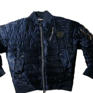Karl Lagerfeld Liquid Quilted Down Puffer Jacket Men's Medium Navy Blue